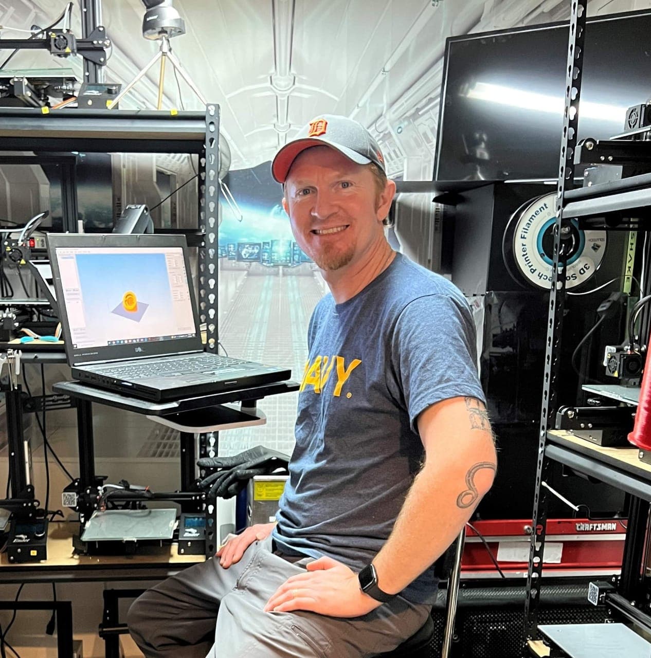 Great Lakes Additive's Brandon Williams in his garage